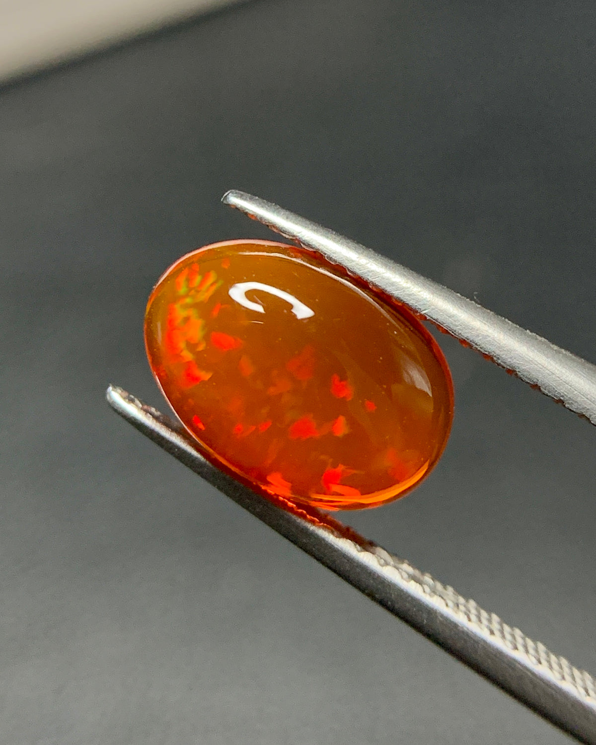 Natural Mexican Fire Opal 2.15 Carat 10.9x7.5 MM Oval Shape Cabochon Gemstone 