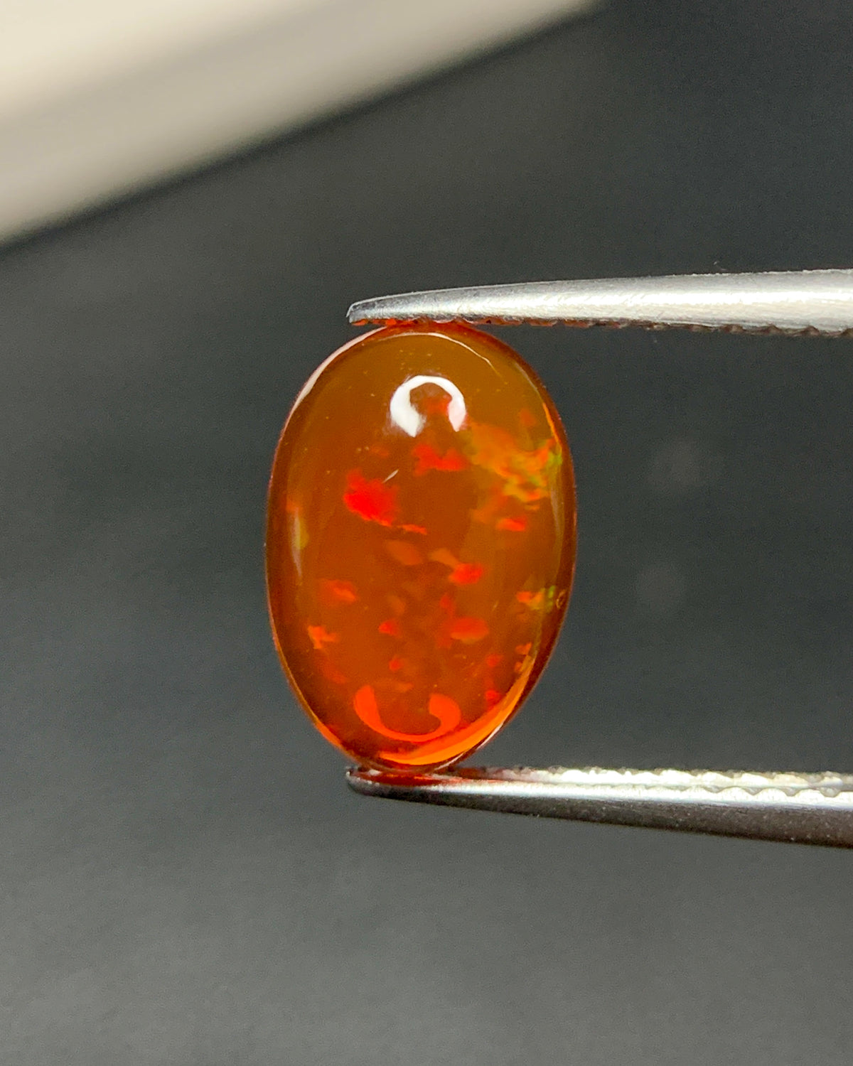 Natural Mexican Fire Opal 2.15 Carat 10.9x7.5 MM Oval Shape Cabochon Gemstone 