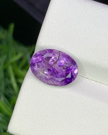 Natural Super Seven 2.45 Carat 10.7x7.7 MM Oval Shape Faceted Gemstone with 7 Crystals Healing Stone Seven Chakra Melody Stone