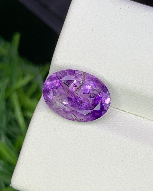 Natural Super Seven 2.45 Carat 10.7x7.7 MM Oval Shape Faceted Gemstone with 7 Crystals Healing Stone Seven Chakra Melody Stone