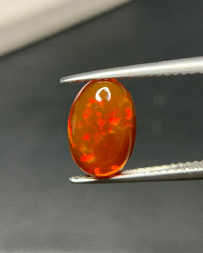 Natural Mexican Fire Opal 2.15 Carat 10.9x7.5 MM Oval Shape Cabochon Gemstone 