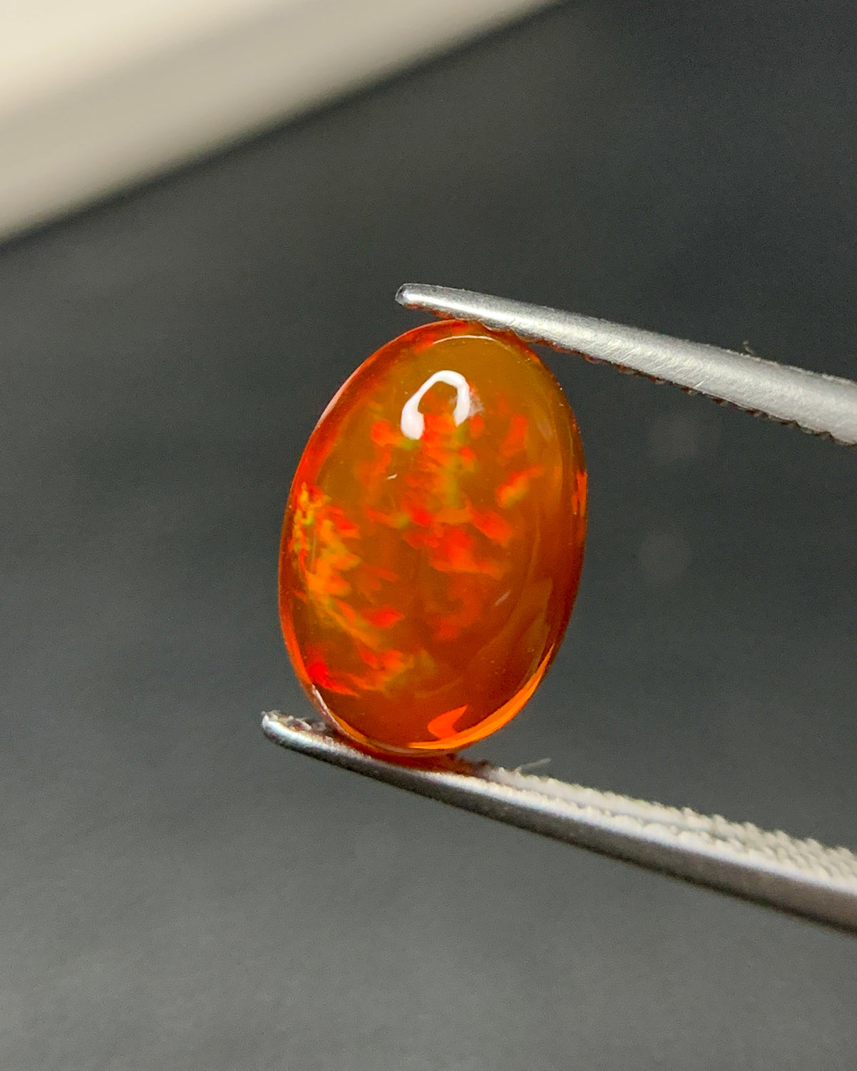 Natural Mexican Fire Opal 2.15 Carat 10.9x7.5 MM Oval Shape Cabochon Gemstone 