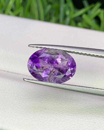 Natural Super Seven 2.45 Carat 10.7x7.7 MM Oval Shape Faceted Gemstone with 7 Crystals Healing Stone Seven Chakra Melody Stone