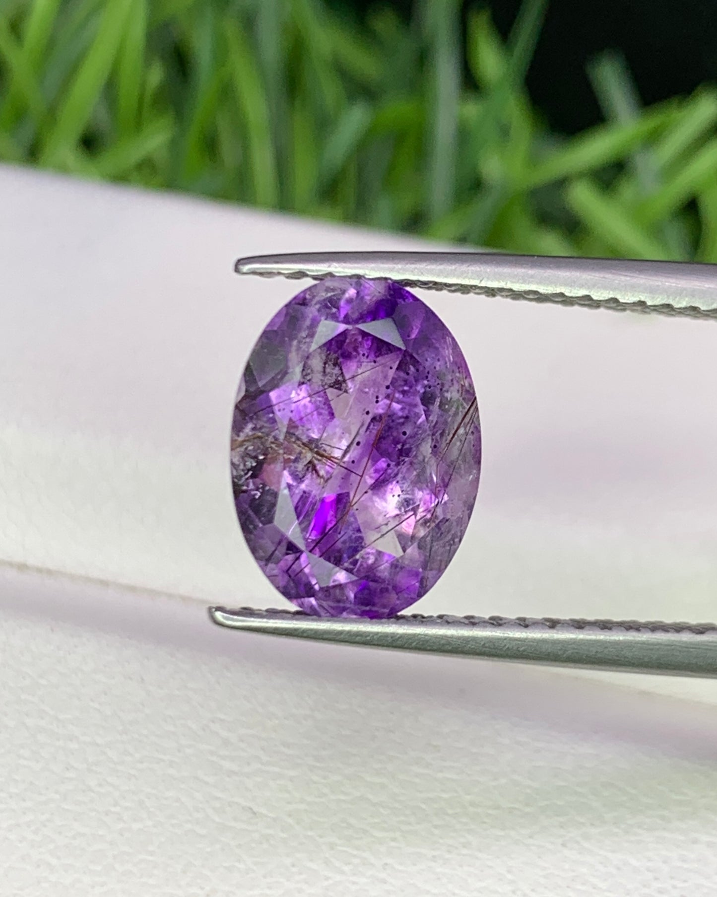 Natural Super Seven 2.45 Carat 10.7x7.7 MM Oval Shape Faceted Gemstone with 7 Crystals Healing Stone Seven Chakra Melody Stone