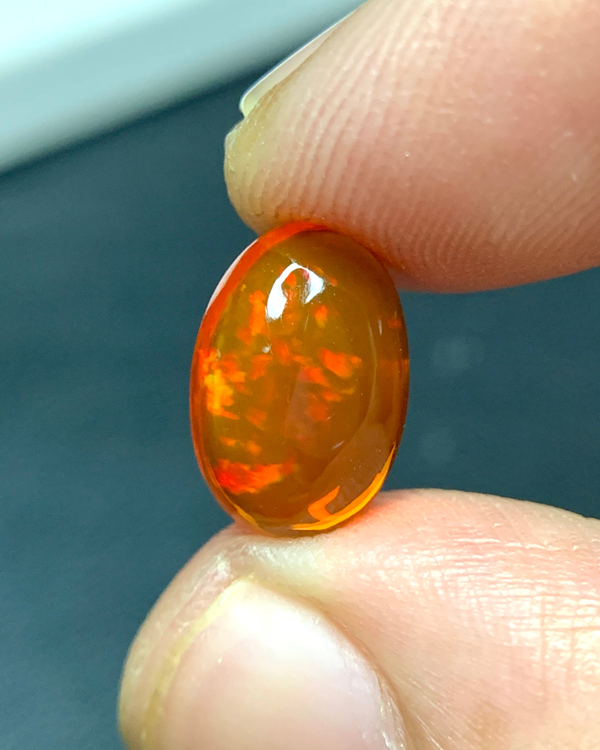 Natural Mexican Fire Opal 2.15 Carat 10.9x7.5 MM Oval Shape Cabochon Gemstone 