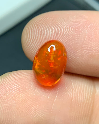 Natural Mexican Fire Opal 2.15 Carat 10.9x7.5 MM Oval Shape Cabochon Gemstone 