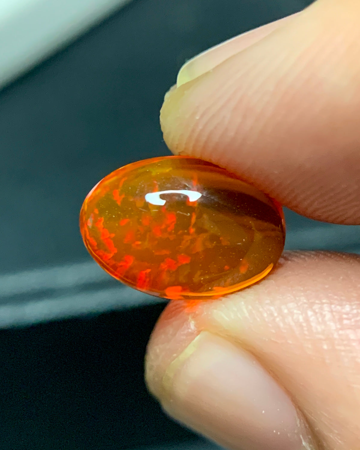 Natural Mexican Fire Opal 2.15 Carat 10.9x7.5 MM Oval Shape Cabochon Gemstone 