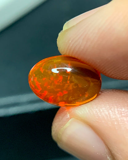 Natural Mexican Fire Opal 2.15 Carat 10.9x7.5 MM Oval Shape Cabochon Gemstone 