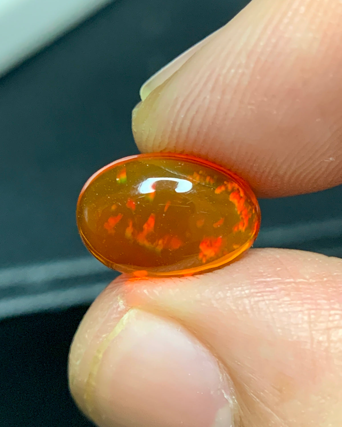 Natural Mexican Fire Opal 2.15 Carat 10.9x7.5 MM Oval Shape Cabochon Gemstone 
