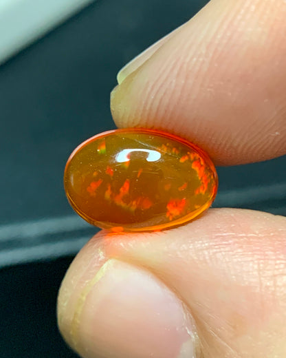 Natural Mexican Fire Opal 2.15 Carat 10.9x7.5 MM Oval Shape Cabochon Gemstone 