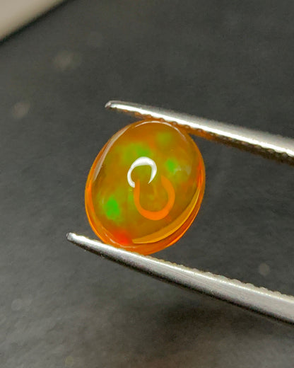 Natural Mexican Fire Opal 1.82 Carat 9x7.4 MM Oval Shape Cabochon Gemstone 