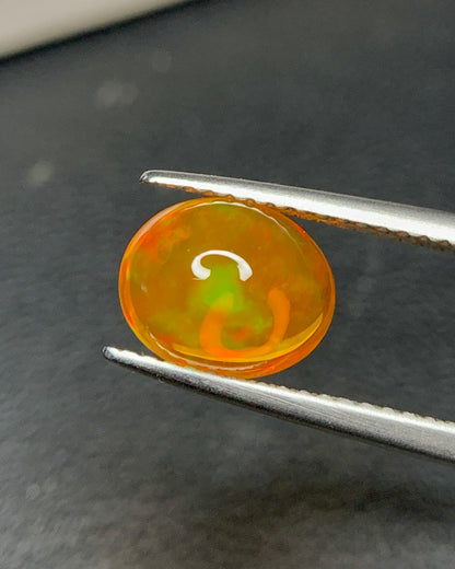 Natural Mexican Fire Opal 1.82 Carat 9x7.4 MM Oval Shape Cabochon Gemstone 