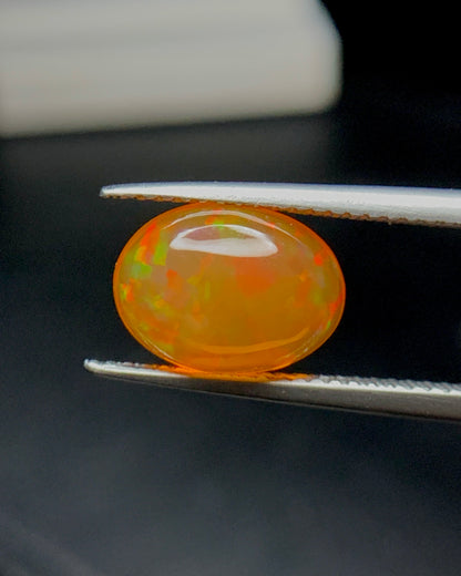 Natural Mexican Fire Opal 2.52 Carat 11.1x8.3 MM Oval Shape Cabochon Gemstone 