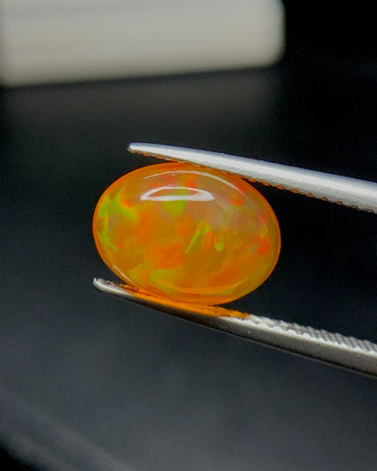 Natural Mexican Fire Opal 2.52 Carat 11.1x8.3 MM Oval Shape Cabochon Gemstone 