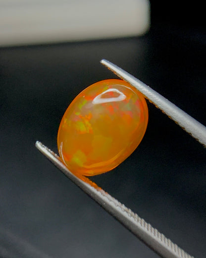 Natural Mexican Fire Opal 2.52 Carat 11.1x8.3 MM Oval Shape Cabochon Gemstone 