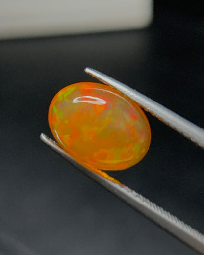Natural Mexican Fire Opal 2.52 Carat 11.1x8.3 MM Oval Shape Cabochon Gemstone 
