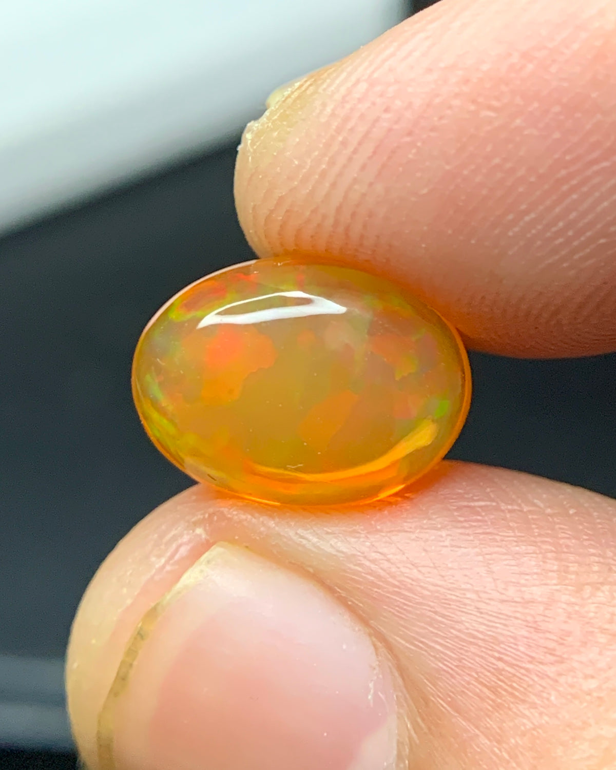 Natural Mexican Fire Opal 2.52 Carat 11.1x8.3 MM Oval Shape Cabochon Gemstone 