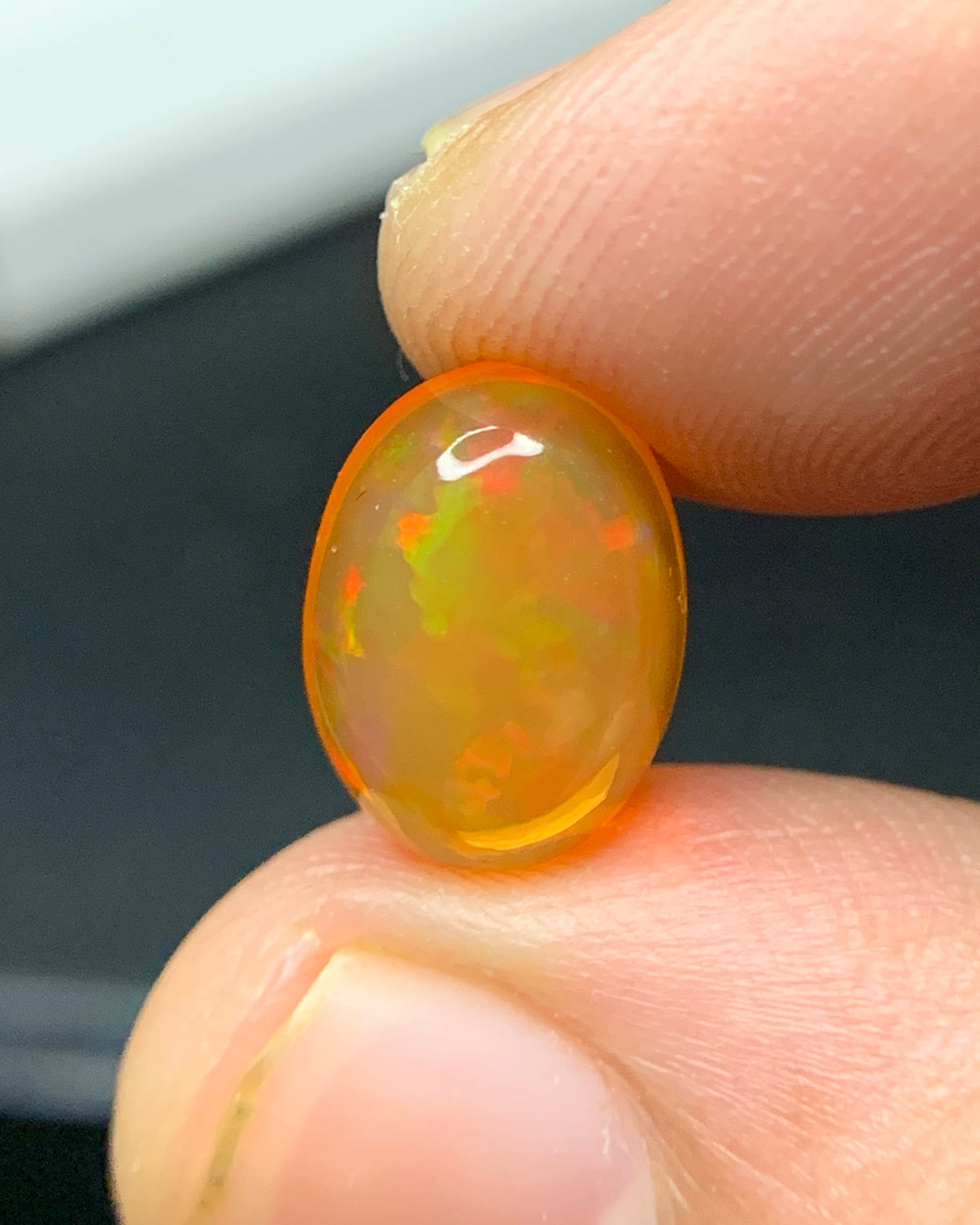 Natural Mexican Fire Opal 2.52 Carat 11.1x8.3 MM Oval Shape Cabochon Gemstone 