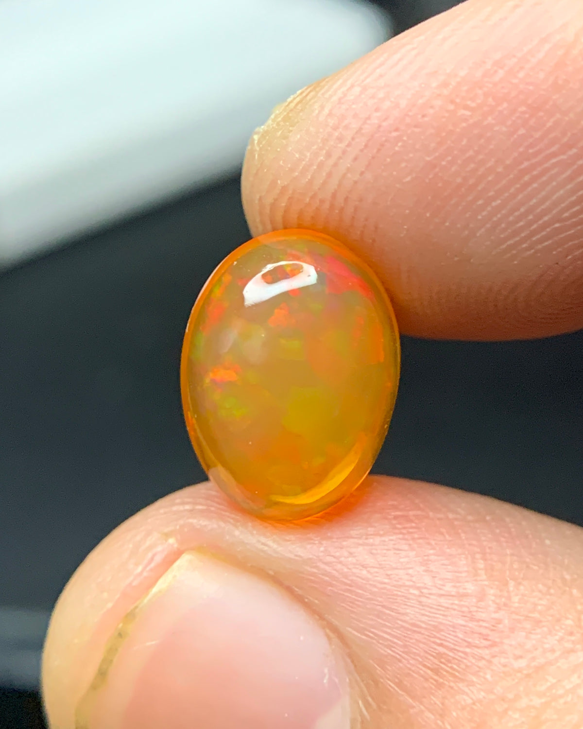 Natural Mexican Fire Opal 2.52 Carat 11.1x8.3 MM Oval Shape Cabochon Gemstone 