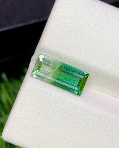 Natural Bi Color Tourmaline 1.58 Carat 11x5 MM Baguette Shape Faceted Gemstone 