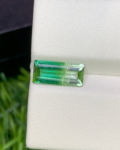 Natural Bi Color Tourmaline 1.58 Carat 11x5 MM Baguette Shape Faceted Gemstone 