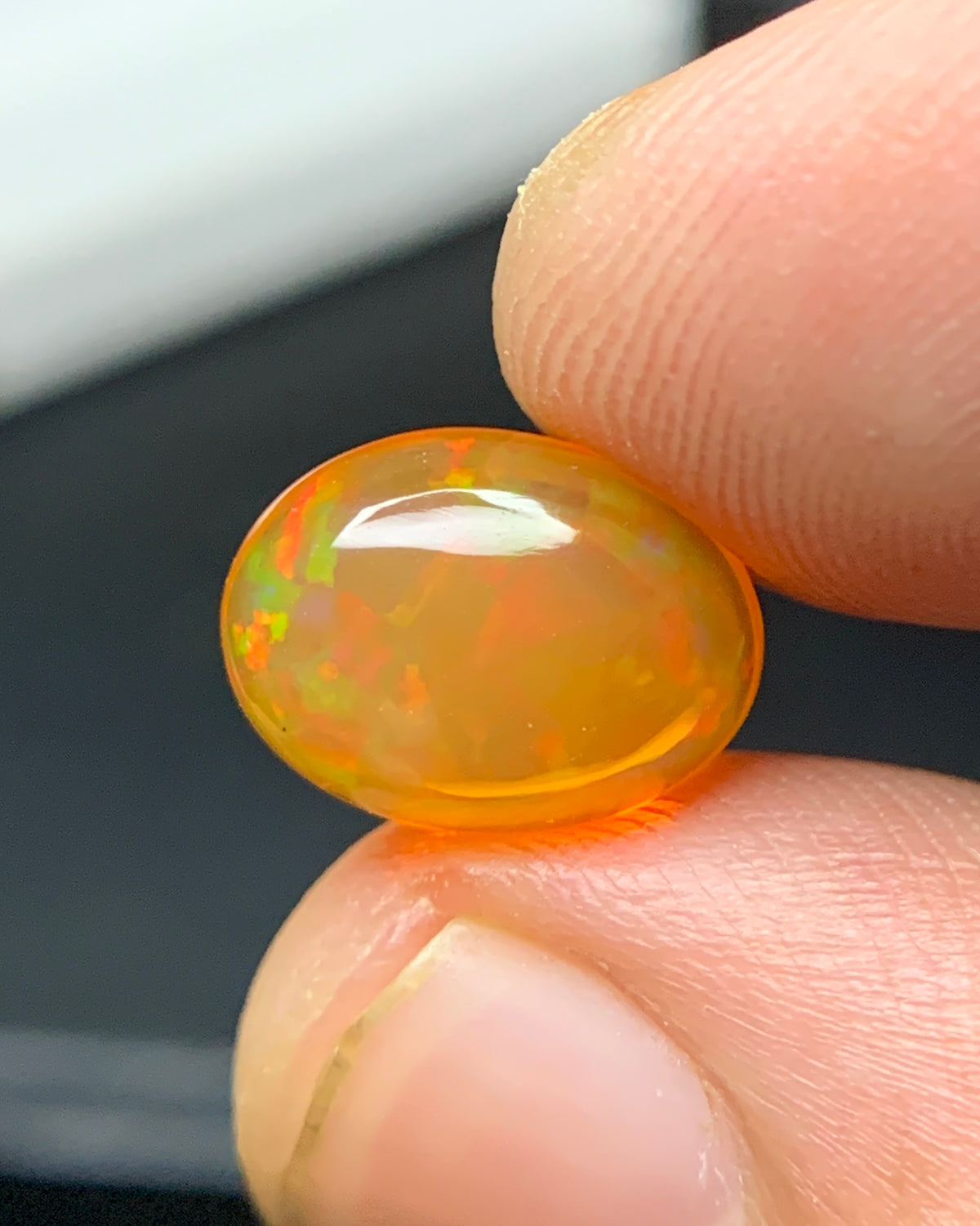 Natural Mexican Fire Opal 2.52 Carat 11.1x8.3 MM Oval Shape Cabochon Gemstone 