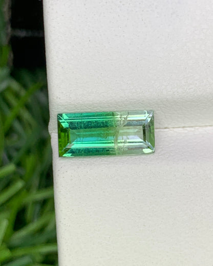 Natural Bi Color Tourmaline 1.58 Carat 11x5 MM Baguette Shape Faceted Gemstone 