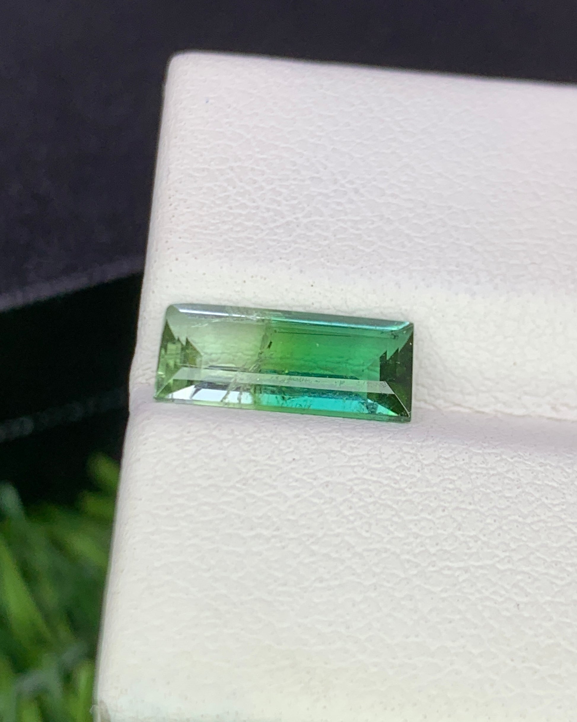 Natural Bi Color Tourmaline 1.58 Carat 11x5 MM Baguette Shape Faceted Gemstone 