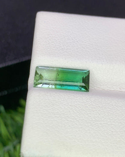 Natural Bi Color Tourmaline 1.58 Carat 11x5 MM Baguette Shape Faceted Gemstone 