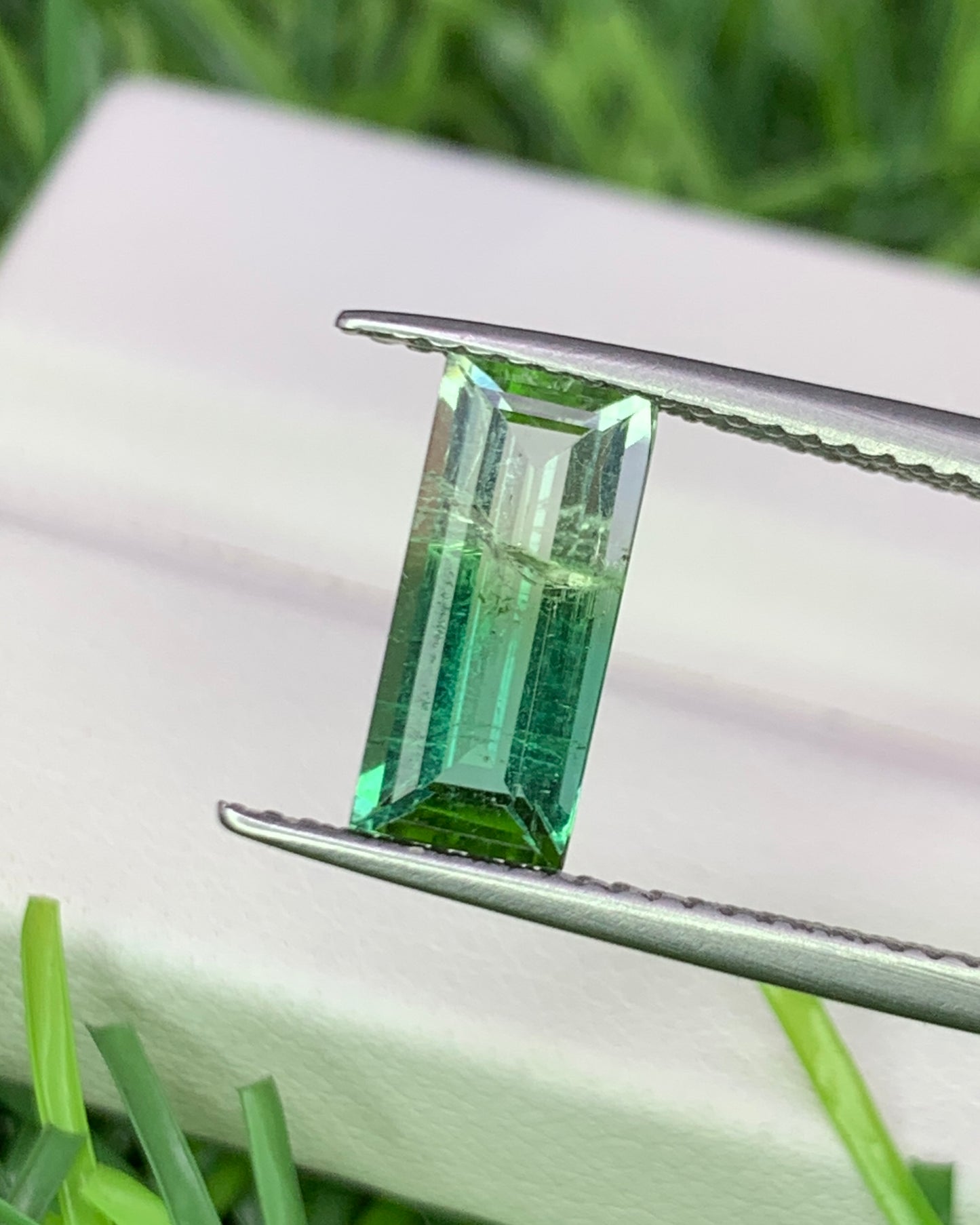 Natural Bi Color Tourmaline 1.58 Carat 11x5 MM Baguette Shape Faceted Gemstone 