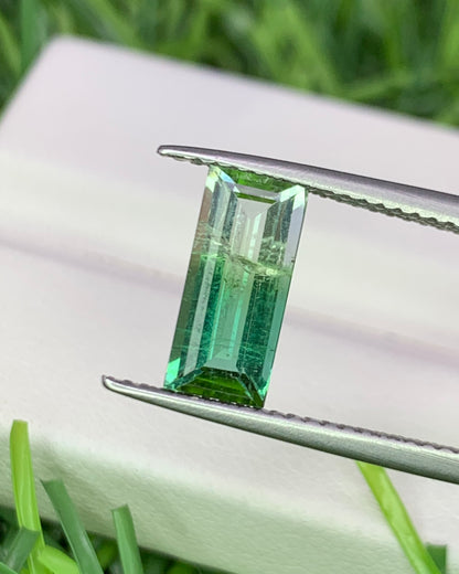 Natural Bi Color Tourmaline 1.58 Carat 11x5 MM Baguette Shape Faceted Gemstone 