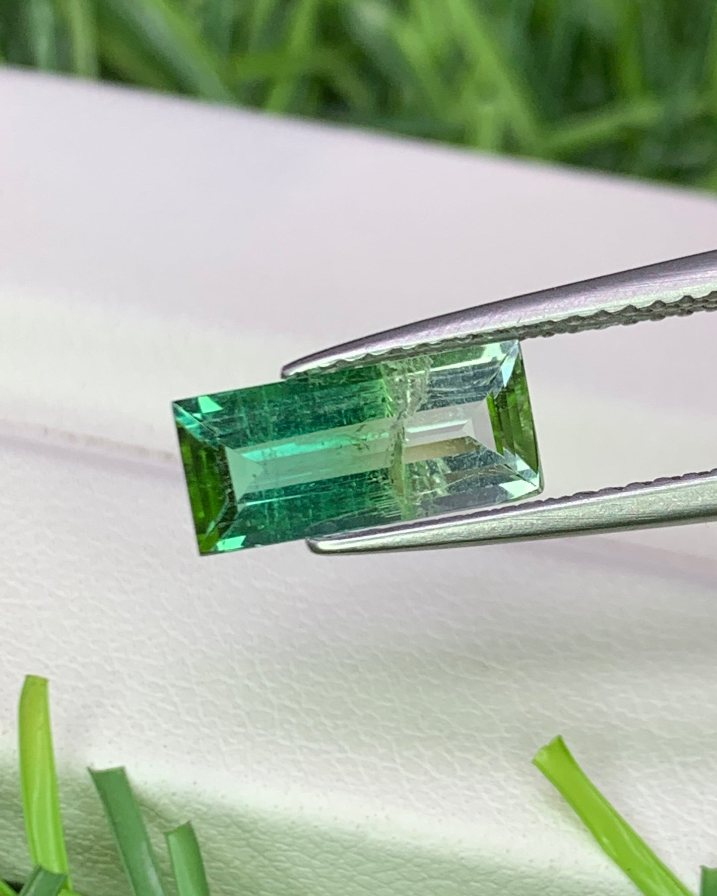 Natural Bi Color Tourmaline 1.58 Carat 11x5 MM Baguette Shape Faceted Gemstone 