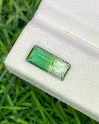 Natural Bi Color Tourmaline 1.58 Carat 11x5 MM Baguette Shape Faceted Gemstone 