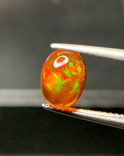 Natural Mexican Fire Opal 1.53 Carat 9.1x6.7 MM Oval Shape Cabochon Gemstone 