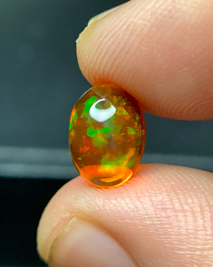 Natural Mexican Fire Opal 1.53 Carat 9.1x6.7 MM Oval Shape Cabochon Gemstone 