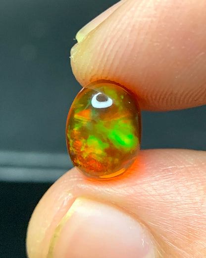 Natural Mexican Fire Opal 1.53 Carat 9.1x6.7 MM Oval Shape Cabochon Gemstone 