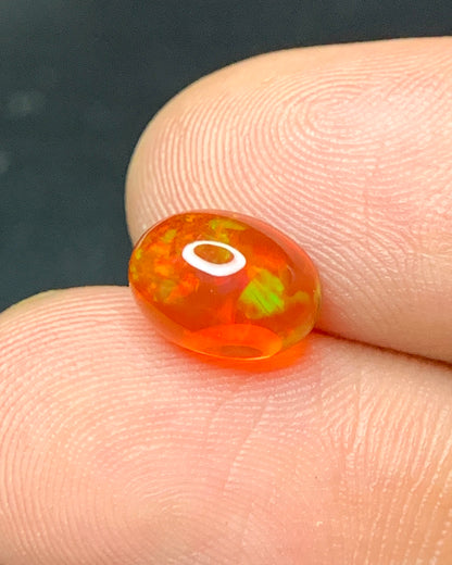 Natural Mexican Fire Opal 1.53 Carat 9.1x6.7 MM Oval Shape Cabochon Gemstone 