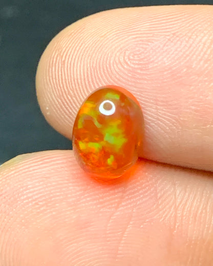 Natural Mexican Fire Opal 1.53 Carat 9.1x6.7 MM Oval Shape Cabochon Gemstone 