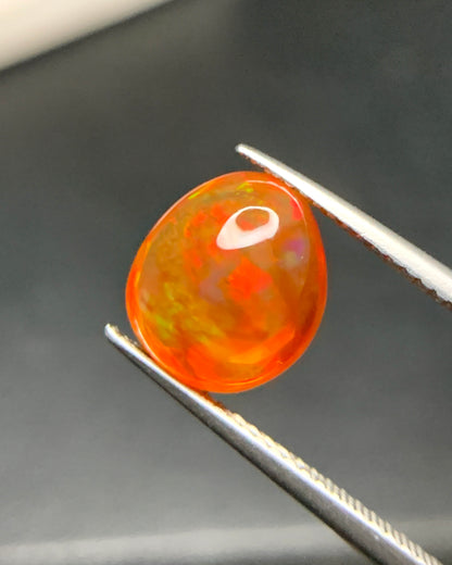 Natural Mexican Fire Opal 3.11 Carat 11x9.6 MM Egg Shape Cabochon Gemstone 