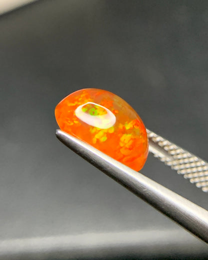 Natural Mexican Fire Opal 3.11 Carat 11x9.6 MM Egg Shape Cabochon Gemstone 