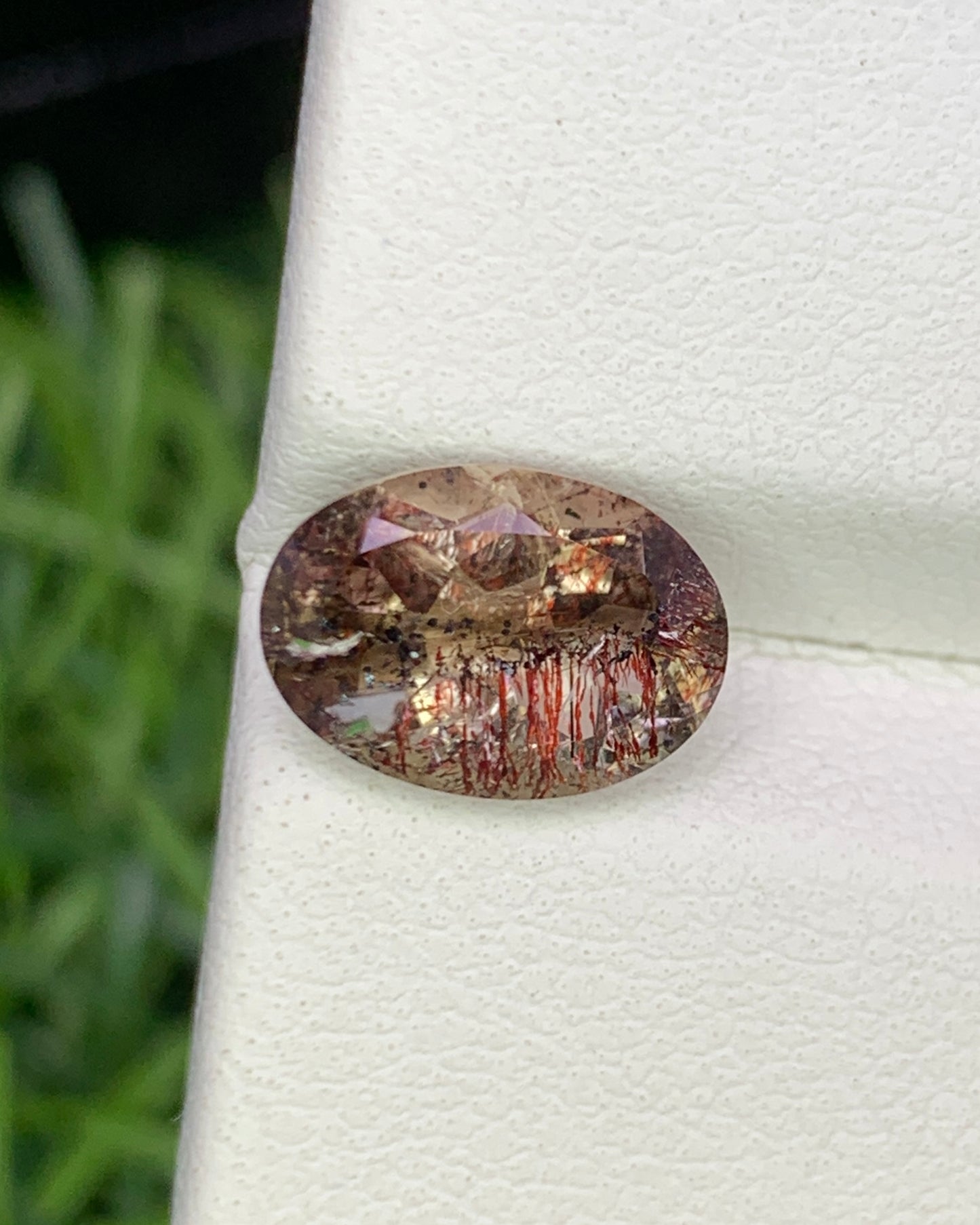 Natural Super Seven 1.79 Carat 9.7x6.9 MM Oval Shape Faceted Gemstone with 7 Crystals Healing Stone Seven Chakra Melody Stone