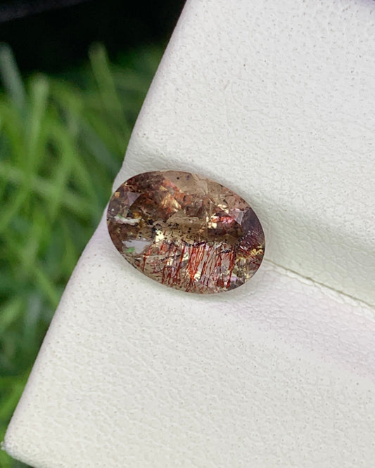 Natural Super Seven 1.79 Carat 9.7x6.9 MM Oval Shape Faceted Gemstone with 7 Crystals Healing Stone Seven Chakra Melody Stone