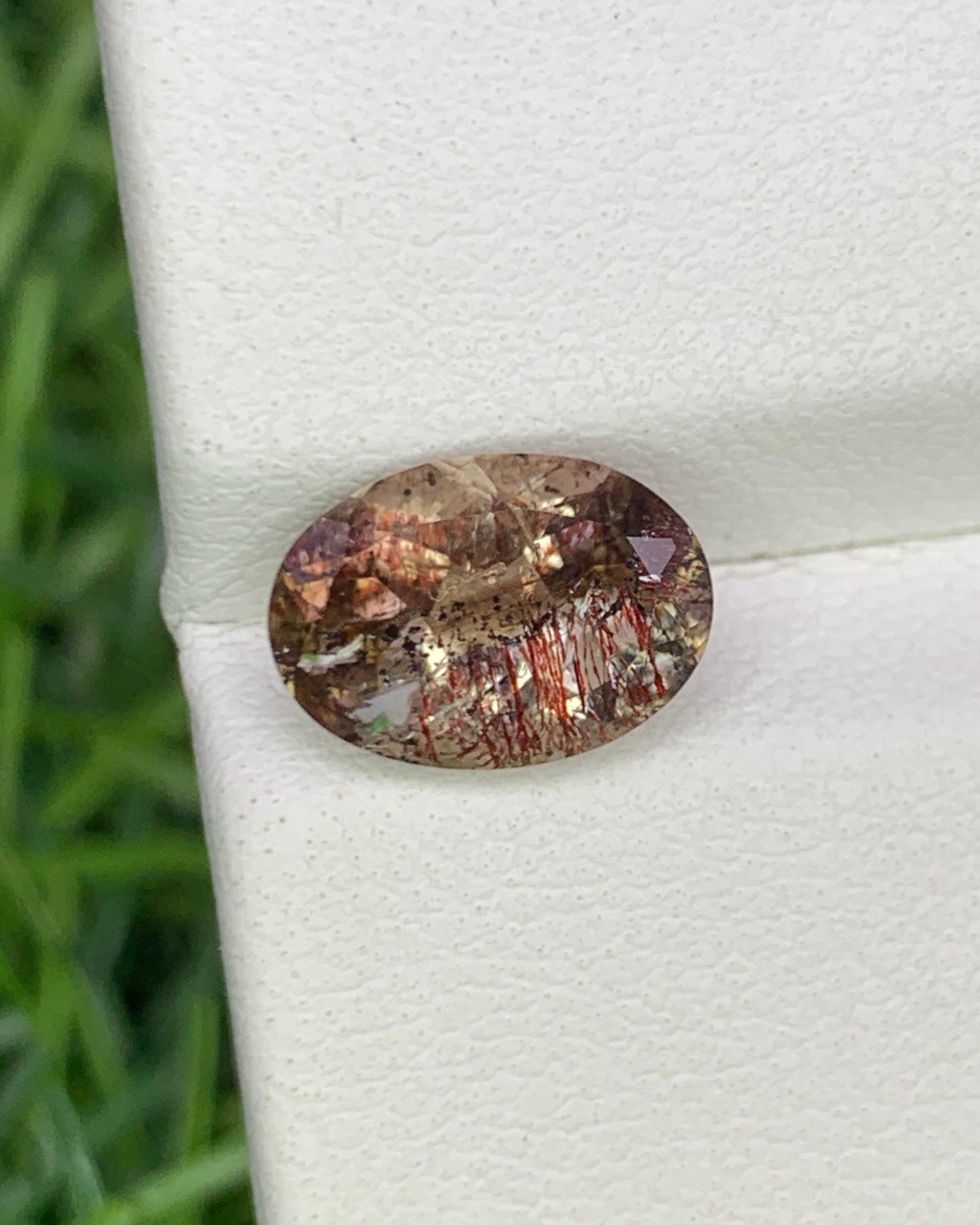 Natural Super Seven 1.79 Carat 9.7x6.9 MM Oval Shape Faceted Gemstone with 7 Crystals Healing Stone Seven Chakra Melody Stone