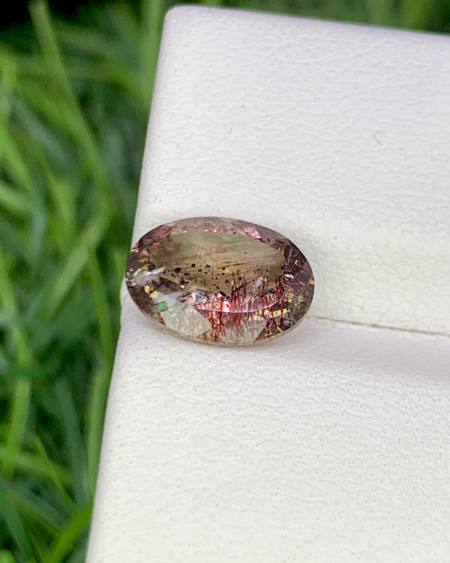 Natural Super Seven 1.79 Carat 9.7x6.9 MM Oval Shape Faceted Gemstone with 7 Crystals Healing Stone Seven Chakra Melody Stone