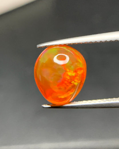 Natural Mexican Fire Opal 3.11 Carat 11x9.6 MM Egg Shape Cabochon Gemstone 
