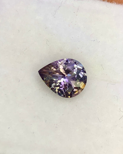 Natural Unheated Bi-Color Tanzanite 0.94 Carat 7.5x6 MM Pear Shape Faceted Gemstone