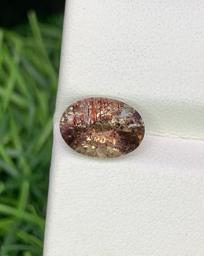 Natural Super Seven 1.79 Carat 9.7x6.9 MM Oval Shape Faceted Gemstone with 7 Crystals Healing Stone Seven Chakra Melody Stone