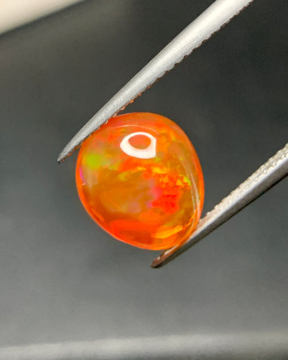 Natural Mexican Fire Opal 3.11 Carat 11x9.6 MM Egg Shape Cabochon Gemstone 