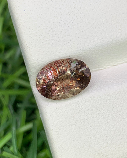 Natural Super Seven 1.79 Carat 9.7x6.9 MM Oval Shape Faceted Gemstone with 7 Crystals Healing Stone Seven Chakra Melody Stone