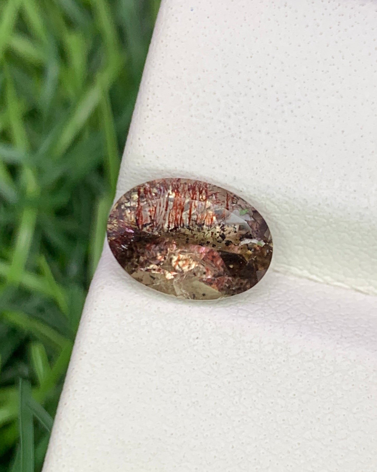 Natural Super Seven 1.79 Carat 9.7x6.9 MM Oval Shape Faceted Gemstone with 7 Crystals Healing Stone Seven Chakra Melody Stone